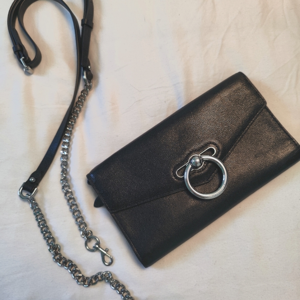 Rebecca Minkoff Wallet on Chain，black leather.